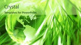  Presentation with green globe - PPT theme with basketball shoes - black sneakers background and a white colored foreground