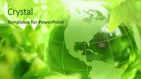  Presentation with green globe - Slide deck with glass globe in green leaves background and a mint green colored foreground