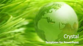  Presentation with green globe - Colorful PPT theme enhanced with glass globe in green leaves backdrop and a tawny brown colored foreground