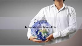  Presentation with hand saving - Audience pleasing presentation consisting of glass-globe-in-hand-energy backdrop and a lemonade colored foreground