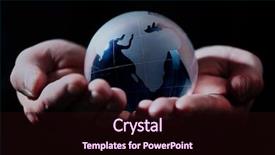  Presentation with green globe - Cool new slides with glass globe in hand backdrop and a  colored foreground