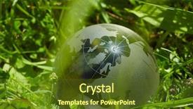  Presentation with green globe latitude lines - Audience pleasing presentation consisting of glass globe in the grass backdrop and a  colored foreground