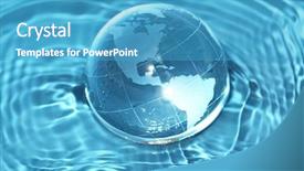  Presentation with water glass - Presentation having glass globe in water background and a teal colored foreground