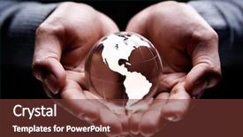  Presentation with north america - Audience pleasing theme consisting of glass globe showing america backdrop and a tawny brown colored foreground