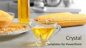  Presentation with corn - Colorful presentation theme enhanced with glass gravy boat with corn backdrop and a  colored foreground