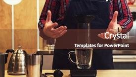  Presentation with cafe - Cool new PPT theme with glass grinding - barista brewing coffee in aeropress backdrop and a  colored foreground