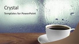  Presentation with coffee cup diary - Presentation enhanced with glass grinding - cup of coffee on table background and a sky blue colored foreground