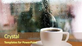  Presentation with cup coffee - PPT layouts consisting of glass grinding - cup of coffee on table background and a red colored foreground