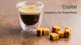  Presentation with coffee cup - Theme consisting of glass grinding - cup of espresso coffee old background and a coral colored foreground