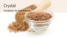  Presentation with seeds - Colorful slide deck enhanced with glass grinding - flax seeds isolated on white backdrop and a lemonade colored foreground