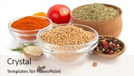  Presentation with food white - Beautiful presentation theme featuring glass grinding - food ingredients and spices isolated backdrop and a lemonade colored foreground