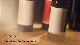  Presentation with beer bar pub tap counter - Presentation theme having glass half empty - beer bottles on a bar background and a coral colored foreground