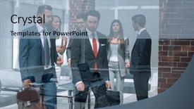  Presentation with banking - Slides featuring glass hall background and a light blue colored foreground