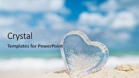  Presentation with sand heart - Cool new slide deck with clear glass heart on white backdrop and a light blue colored foreground