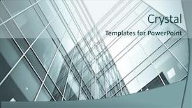  Presentation with high rise building - Audience pleasing presentation theme consisting of glass high-rise black building backdrop and a sky blue colored foreground