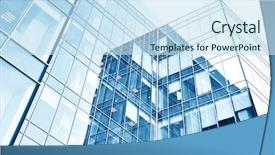  Presentation with architecture glass - Slides with glass high rise building background and a sky blue colored foreground