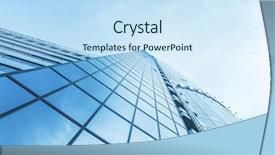  Presentation with high rise building - Audience pleasing presentation design consisting of glass high rise building backdrop and a sky blue colored foreground