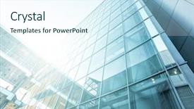  Presentation with high rise building - Cool new PPT layouts with glass high rise building backdrop and a sky blue colored foreground