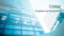  Presentation with tech city - PPT theme having glass high rise building background and a cool aqua colored foreground