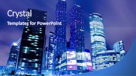  Presentation with high rise building - Colorful PPT theme enhanced with glass high-rise building backdrop and a navy blue colored foreground