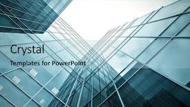  Presentation with high rise building - Audience pleasing PPT theme consisting of glass high-rise building backdrop and a light blue colored foreground