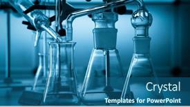 Presentation with laboratory chemical - Beautiful PPT theme featuring glass-instruments-in-the-laboratory backdrop and a ocean colored foreground