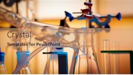  Presentation with laboratory chemical - Audience pleasing slide deck consisting of glass-instruments-in-the-laboratory backdrop and a coral colored foreground