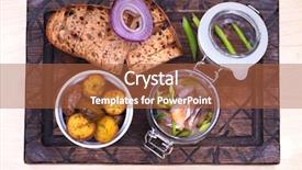  Presentation with restaurant - Audience pleasing PPT theme consisting of glass jar - snack under vodka backdrop and a red colored foreground