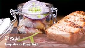  Presentation with vodka - Theme featuring glass jar - snack under vodka background and a coral colored foreground