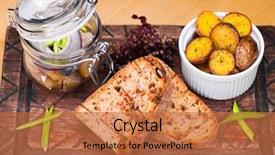  Presentation with restaurant - Slides enhanced with glass jar - snack under vodka background and a red colored foreground