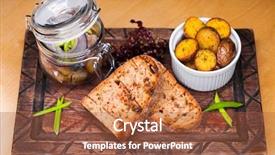  Presentation with restaurant - PPT layouts consisting of glass jar - snack under vodka background and a red colored foreground