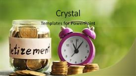  Presentation with pension - Cool new PPT layouts with glass jar and alarm clock backdrop and a yellow colored foreground
