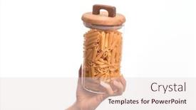  Presentation with penne pasta - Cool new PPT theme with glass-jar-full-of-dry backdrop and a lemonade colored foreground