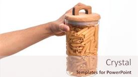  Presentation with penne pasta - Colorful PPT theme enhanced with glass-jar-full-of-dry backdrop and a lemonade colored foreground