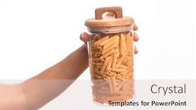  Presentation with penne pasta - Audience pleasing PPT theme consisting of glass-jar-full-of-dry backdrop and a soft green colored foreground