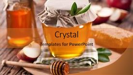  Presentation with honey - Beautiful PPT layouts featuring glass jar full of honey backdrop and a gold colored foreground