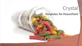  Presentation with macaroni - Beautiful PPT theme featuring glass-jar-of-macaroni-spilt backdrop and a white colored foreground