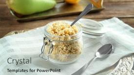  Presentation with quinoa - Theme enhanced with glass jar of quinoa on napkin background and a lemonade colored foreground