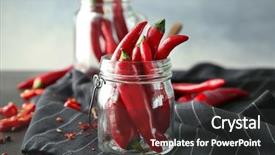  Presentation with peppers - Presentation theme with glass jar on black stripe background and a dark gray colored foreground