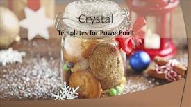  Presentation with cookies christmas - Theme enhanced with glass jar with christmas cookies on wooden table background and a soft green colored foreground