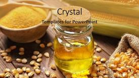  Presentation with cooking oil - PPT theme featuring glass jar with corn oil background and a gold colored foreground