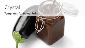  Presentation with eggplant - PPT layouts featuring glass-jar-with-eggplant-chutney background and a white colored foreground