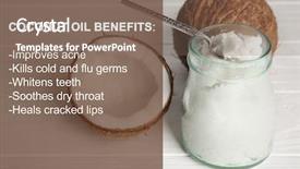  Presentation with coconut oil - PPT layouts enhanced with glass jar with fresh coconut background and a violet colored foreground