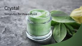  Presentation with mind and body - Amazing presentation design having glass jar with green body backdrop and a light gray colored foreground