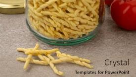 Presentation with pasta - Theme enhanced with glass-jar-with-italian-trofie background and a coral colored foreground
