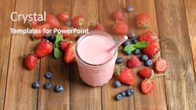  Presentation with milkshake - Beautiful PPT layouts featuring glass jar with milkshake on wooden table backdrop and a red colored foreground