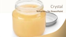 Presentation with baby food jar - Presentation theme consisting of glass-jar-with-nutrient-baby background and a cream colored foreground