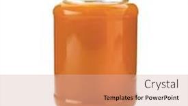  Presentation with baby food jar - PPT theme enhanced with glass jar with nutrient baby food on white background background and a soft green colored foreground