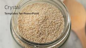  Presentation with glass - PPT theme consisting of glass-jar-with-raw-barley background and a coral colored foreground
