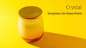  Presentation with yogurt - Beautiful theme featuring glass-jar-with-yogurt backdrop and a light gray colored foreground